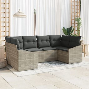 vidaXL Set de canapele pentru grădină 6 pcs Gri deschis Rattan poli