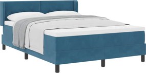 vidaXL Pat cu arcuri cu saltea Albastru închis 190 x 140 cm Catifea
