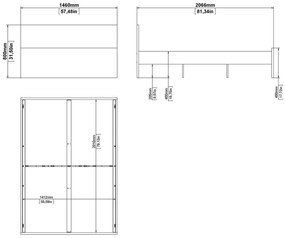 Pat matrimonial alb din placă aglomerată de lemn fără somieră 140x200 cm Naia – Tvilum