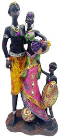 Statueta cuplu cu copil, AFRICANS, 28cm