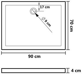 Cadita de dus dreptunghiulara din ABS, alb, 70x90 cm Alb, 70 x 90 cm