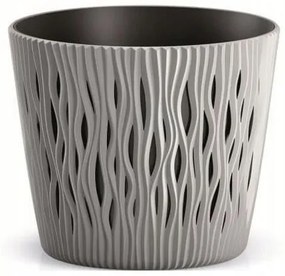 Ghiveci decorativ de flori, rotund, gri, 15.8x13.8  cm, Sandy Round