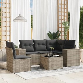 3222579 vidaXL Set mobilier grădină cu perne, 6 piese, gri, poliratan