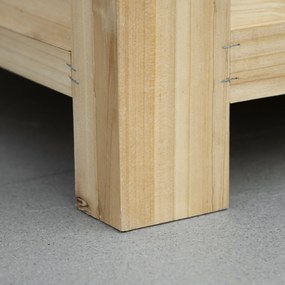 Outsunny Ladă de Depozitare Exterior din Lemn cu Capac Metalic Galvanizat și Design cu Șipci 110x50x50 cm Lemn Natural | Aosom Romania