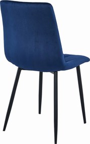 OFERTA Scaun de masa albastru din catifea LIBRA, cu picioare negre, a doua calitate