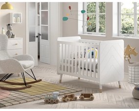 Pătuț alb din lemn masiv de pin 60x120 cm BILLY – Vipack