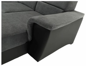 Colţar, piele eco neagră/textil gri închis, stânga, SANTIAGO U