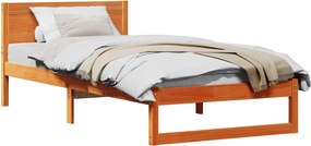 vidaXL Cadru de pat Maroniu cerat 90 x 200 cm Lemn de pin masiv