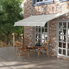 Outsunny Copertina pentru soare cu brate si actionare manuala, din aluminiu si poliester pentru exterior, 200x250 cm, alb crem | AOSOM RO