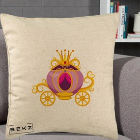 Perna Decorativa Trasura Regala Aurie, 40x40 cm, Bej, Husa Detasabila, Perna Inclusa, BEKZ®