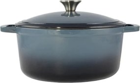 Oala fonta emailata cu capac, 5.2 L , 26 cm Perfect Home 14611, albastra, compatibila cuptor si toate tipurile de plite