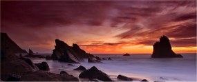 Tablou cu apus de soare pe mal (120x50 cm)