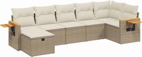 vidaXL Set canapele de grădină, 7 piese, cu perne, bej, poliratan