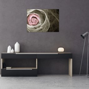 Tablou pe sticlă - Abstract trandafir roz deschis roz (70x50 cm)
