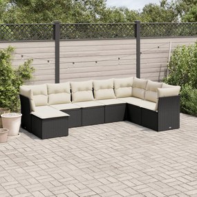 3249885 vidaXL Set mobilier de grădină cu perne, 8 piese, negru, poliratan