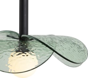 Lampă suspendată de design neagră cu sticlă verde - Kemner