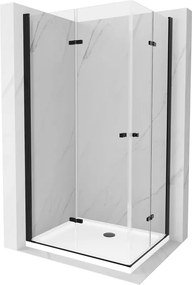 Mexen Lima Cabină de duș pliabilă Duo 90 x 80 cm, transparentă, neagră + cadă Flat - 856-090-080-70-02-4010B