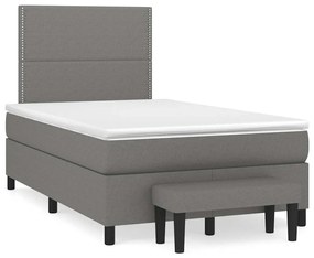 vidaXL Pat box spring cu saltea, gri închis, 120x190 cm, textil