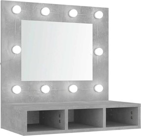vidaXL Dulap cu oglindă și LED, gri beton, 60x31,5x62 cm