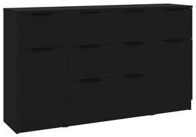 3115821 vidaXL Set servante, 3 piese, negru, lemn compozit