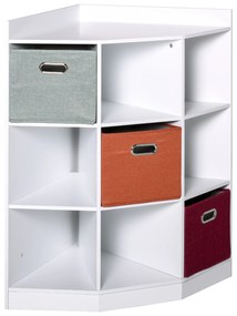 HOMCOM Mobilier de colț pentru depozitare mobilier pentru copii unitate de depozitare 9 nișe 3 sertare din material netesut MDF alb | Aosom Romania