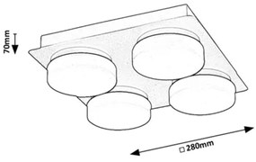 Plafonieră LED pentru baie ATTICHUS 4xLED/5,2W/230V IP44 Rabalux 75004