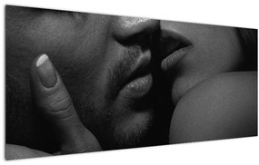Tablou - Sărutul, fotografie alb-negru (120x50 cm)