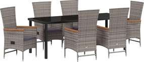 vidaXL Set de masă pentru grădină 7 pcs Gri Oțel vopsit electrostatic