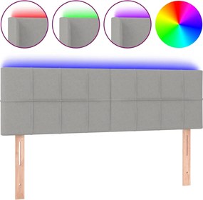 vidaXL Tăblie de pat cu LED, gri deschis, 144x5x78/88 cm, textil