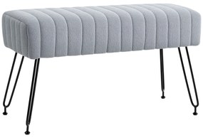 HOMCOM Bancă de Pat Tapițată cu Piele Ecologică și Lemn, Bancă de Intrare cu Picioare Metalice, 82x30x47 cm, Gri | Aosom Romania