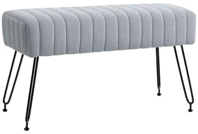 HOMCOM Bancă de Pat Tapițată cu Piele Ecologică și Lemn, Bancă de Intrare cu Picioare Metalice, 82x30x47 cm, Gri | Aosom Romania