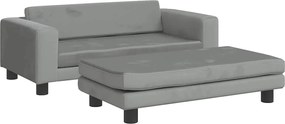 vidaXL Pat pentru câini cu extensie, gri deschis, 100x50x30 cm catifea