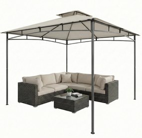 Outsunny Pavilion 3x3 m rezistent la apă Stabil Rezistent la iarnă Pavilion de grădină cu cadru superior retractabil Dublu acoperiș Alb-crem | Aosom Romania