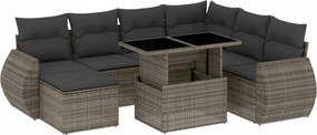 vidaXL Set canapele de grădină cu perne, 8 piese, gri, poliratan