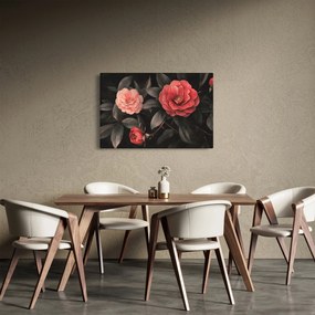 Tablou - Flori roșii pe fundal întunecat (90x60 cm)