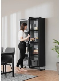 Vitrină neagră din lemn masiv de stejar 95x195 cm Everett - Rowico