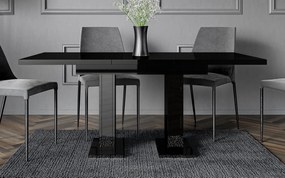 Masă lemn masiv Dining extensibilă Illumina Crest 120/160x80 cm Negru