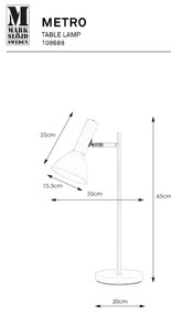 Lampă de masă Markslöjd 108688 METRO 1xE27/40W/230V alb
