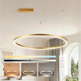 Brilagi - Lustru LED reglabil, suspendat pe cablu PORTOFINO LED/60W/230V Ø 80 cm auriu + telecomandă
