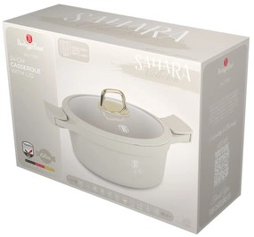 Oala cu capac si manere de silicon detasabile 24 cm, 4,4L Sahara Berlinger Haus BH 7787, antiaderenta, crem