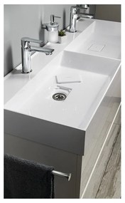 Chiuvetă dublă albă din compozit mineral 119x44 cm Godiva – Sapho