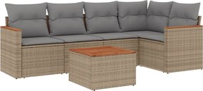 vidaXL Set canapele de grădină, 6 piese, cu perne, bej, poliratan