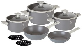 Set oale si tigai cu capace, 10 piese Aspen Berlinger Haus BH 7061, antiaderente, titan, gir, design modern, inductie