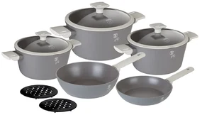 Set oale si tigai cu capace, 10 piese Aspen Berlinger Haus BH 7061, antiaderente, titan, gir, design modern, inductie