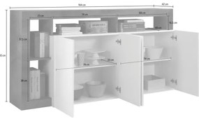 Comodă LENOR, alb/gri cu aspect beton