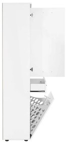 Dulap Baie cu cos de rufe Adore Diamond, usa reversibila, sertar, Alb Lucios, 52 x 38 x 187 cm