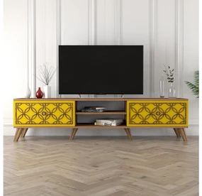 Masă TV/Dulap Clara (nuc + galben). 1088910