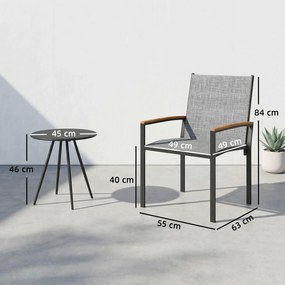 Outsunny Set bistrou 3 piese: Scaune din plasă și masă, Gri mixt. | Aosom Romania