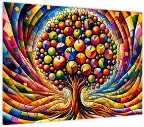 Tablou – Arbore colorat cu mere (70x50 cm)