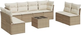 vidaXL Set canapele de grădină, 9 piese, cu perne, bej, poliratan